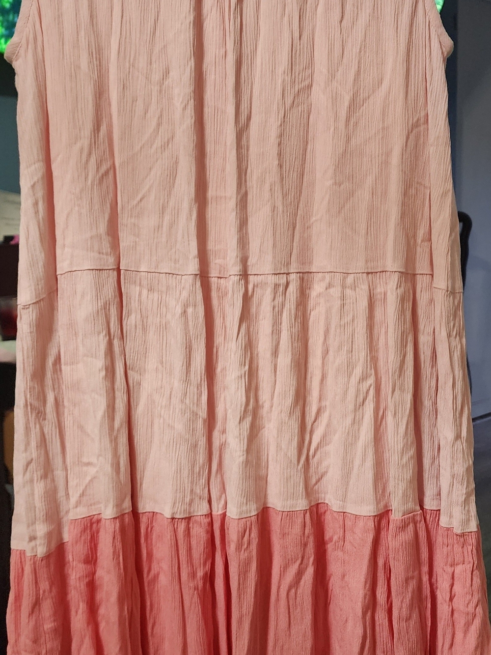 indigo soul Two-Tone Blush and Rose Tiered Midi Dress Sz Med